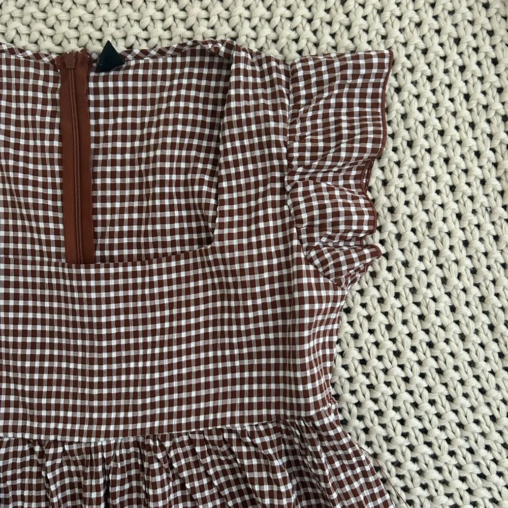 Brown Checkered Dress - Picture 3 of 6